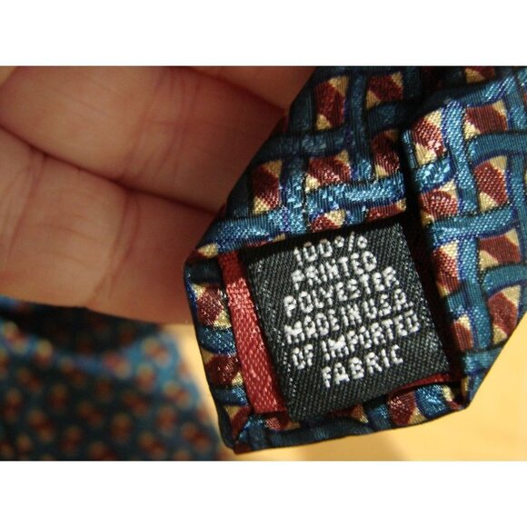 Vintage Christian Dior Monsieur Blue Burgundy Gold Neck Pointed Designer Tie - Picture 4 of 11